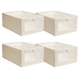 Foldable Linen Storage Bins with Clear Window - Set of 4