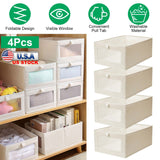 Foldable Linen Storage Bins with Clear Window - Set of 4